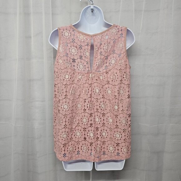 Shannon Ford Pink Floral Lace Tank Coquette Boho Retro M - Picture 5 of 10